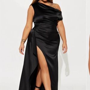 Fashion Nova Elegant Black One-Shoulder Dress